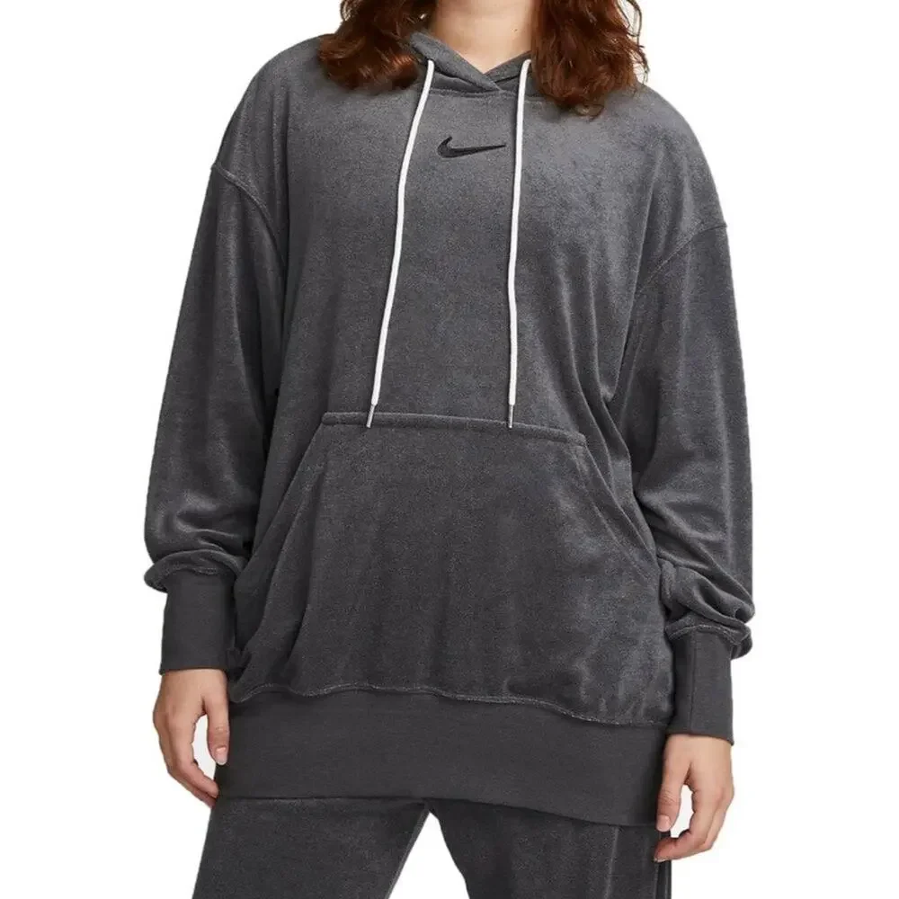 Nike Sportswear Women's Size‎ L Oversized Terry Pullover Hoodie Gray Sweatshirt